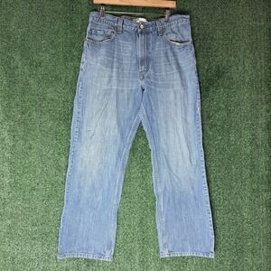 Levis 569 Mens 34x32 Blue Loose Fit Straight Leg Fade Distressed Denim Pants